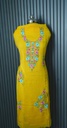 Vibrant Yellow Organza Suit Set & Pink & Blue Floral Machine Embroidered Suit