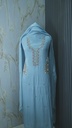 Ice Blue Hand-Embroidered Twill Organza Punjabi Suit